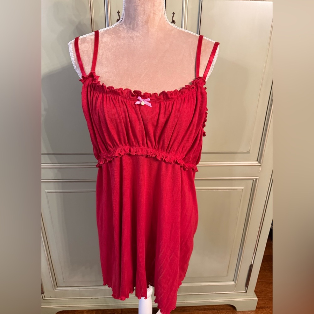 Adore Me - Babydoll top. Red with pink bow, size 2X. NO panties.
NOT a set.
